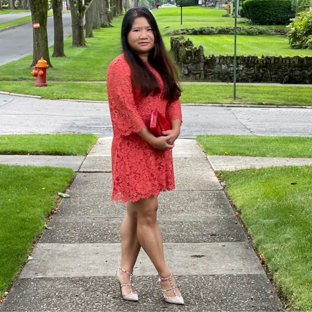 Dolce Gabana size 44 Italy lace orange/reddish dress